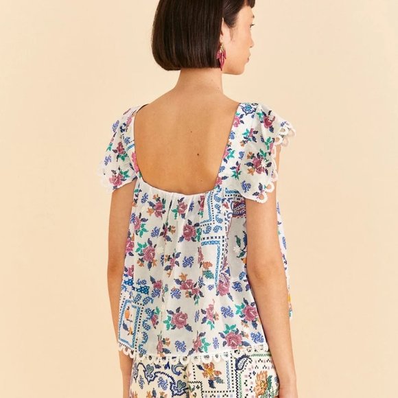 Farm Rio Romantic Bandanas Blouse - Picture 2 of 3